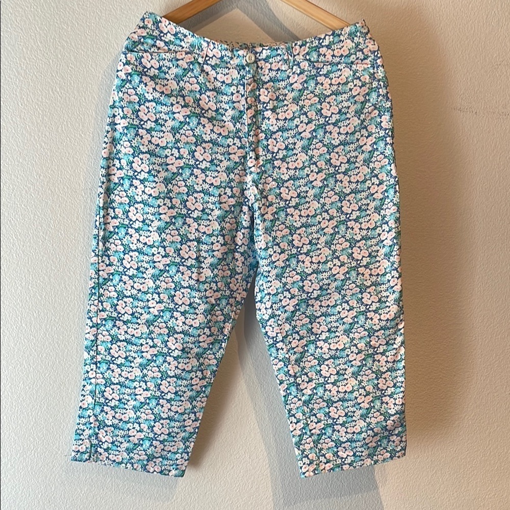Crazy Horse by Liz Claiborne Floral Cotton Jean Capri Culotte Pants, Size 10